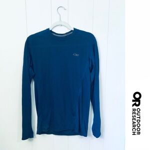 Outdoor Research OR Logo Tshirt Base Layer Long Sleeve Navy Performance Women M